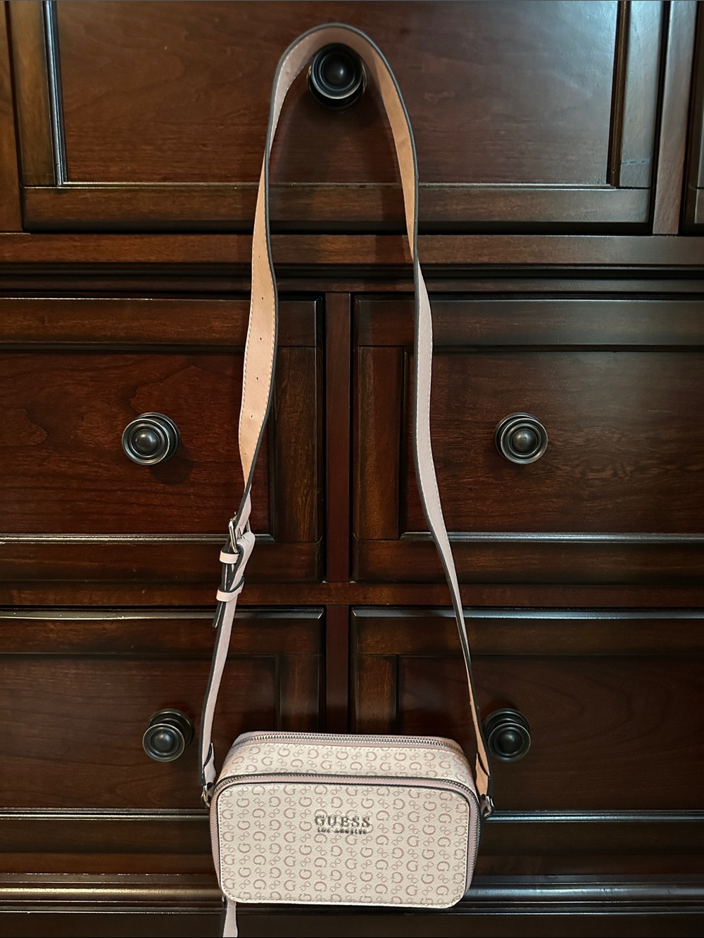 GUESS Signature Faux-Leather Camera Crossbody Bag with Adjustable Strap- NWOT